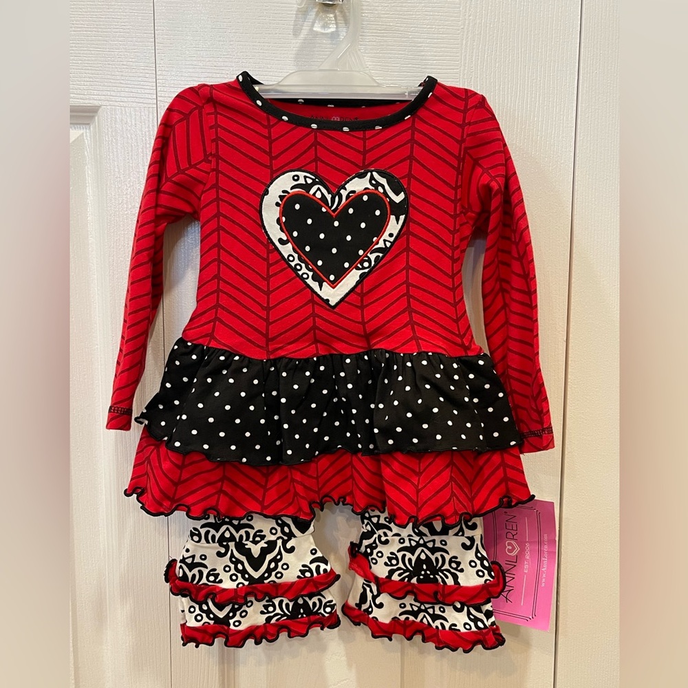 Toddler Fancy Heart Outfit Top with Pants NWT